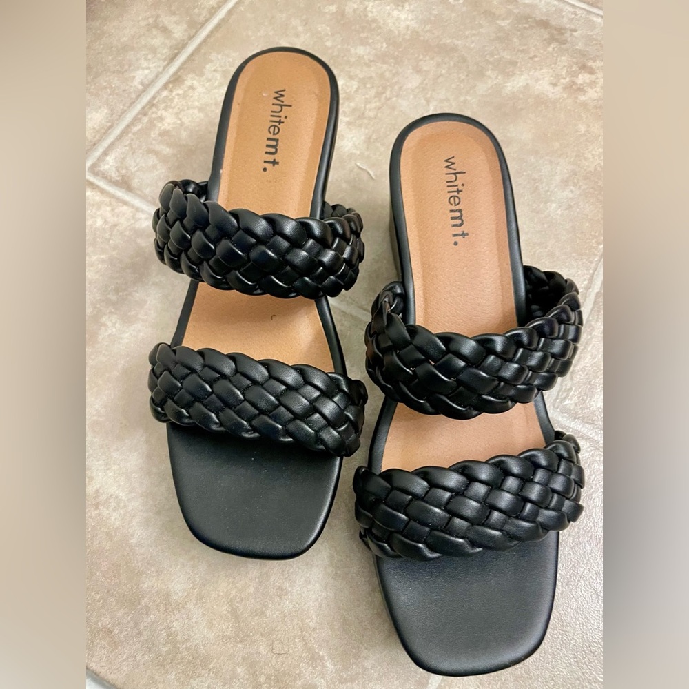 Black Braided Wedge Sandals